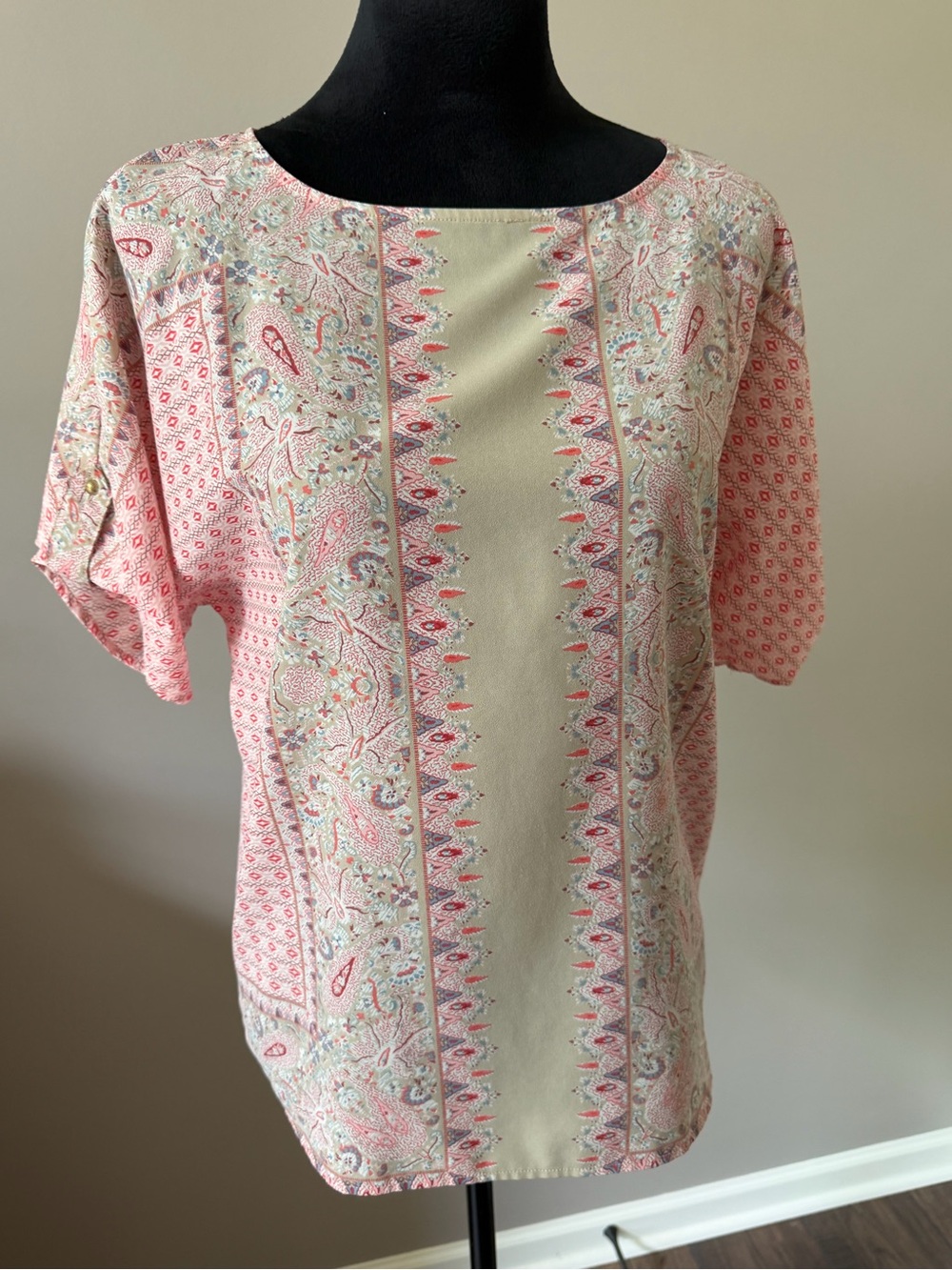 Dalia Collection Pink Paisley Print Short Sleeve XSmall